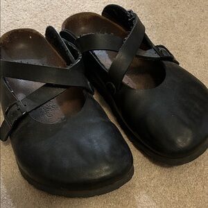 Birkis Black Leather Mary Jane Shoes